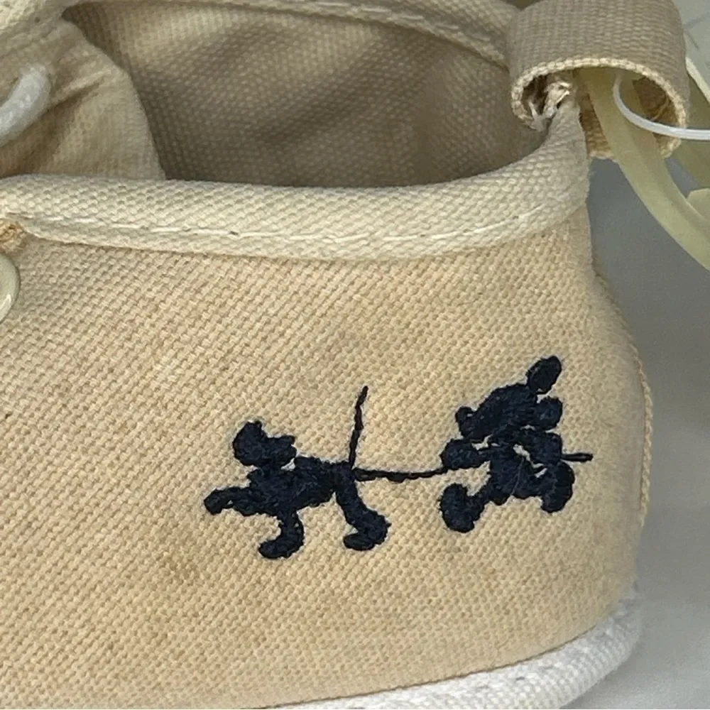 NWT Disney Store 12-18 Months Baby Shoes Sand Canvas Mickey Pluto Embroidered
